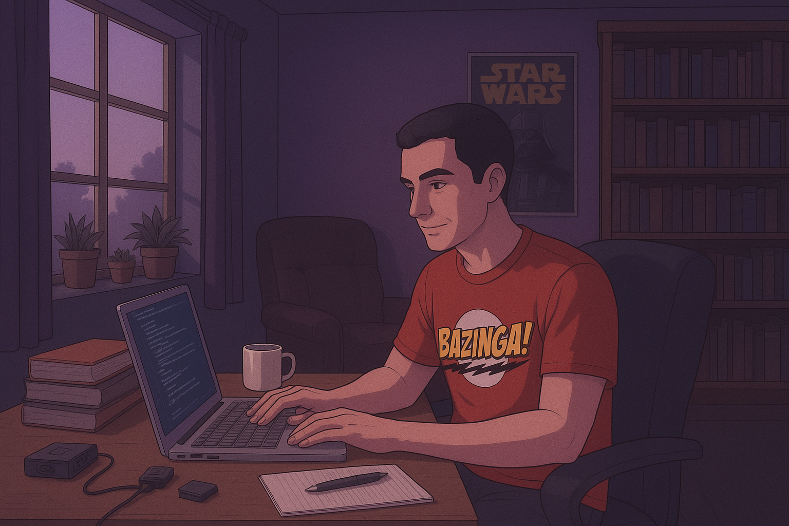 Ilustração com uma pessoa desenvolvedora escrevendo código.